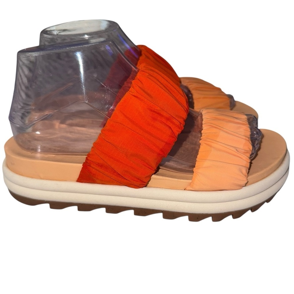 Sorel Women’s Sport Sandals Slides Orange Ruched Lug Sole Size 8 resortwear - Picture 4 of 9